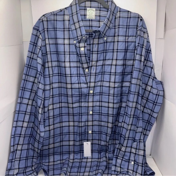 Brooks Brothers Milano Shirt Mens (XL) Blue‎ Plaid Button Down Long Sleeve - Picture 1 of 7
